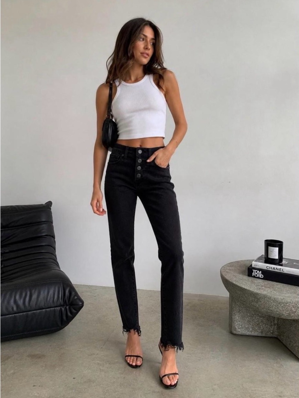 Madewell Black 9” High-Rise Button-Fly Jeans